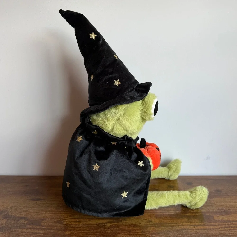New Moonlight Manor Black Green Wizard Frog Plush Stuffed Animal Shelf Sitter